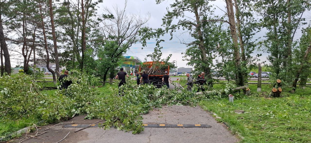 Жители Белогорска помогают службам в уборке города в период ЧС.